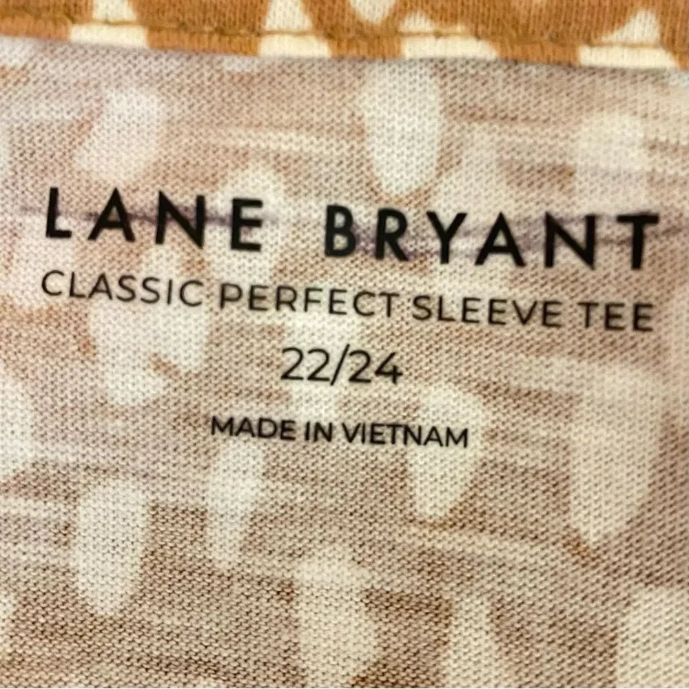 Lane Bryant Classic Tee Plus Size Animal Print Button Detail 22-24 Short Sleeve